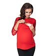 Червена дамска блуза за бременни с дантелени ръкави Jana-2 снимка