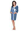 Комплект от нощница и халат за бременни в синьо и бяло Inga-2 снимка