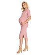 Розова памучна рокля за бременни Magdaline-2 снимка
