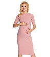 Розова памучна рокля за бременни Magdaline-3 снимка