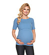 Памучна блуза за бременни и кърмачки в син цвят-0 снимка