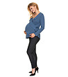 Елегантна асиметрична блуза за бременни в син нюанс-3 снимка
