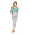 Пижама за бременни и кърмачки в сиво и цвят мента-0 снимка