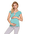 Пижама за бременни и кърмачки в сиво и цвят мента-3 снимка