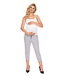 Памучен панталон за бременни в светлосив меланж-3 снимка