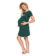 Памучна нощница за бременни и кърмачки в зелен цвят-2 снимка