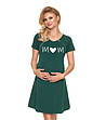 Памучна нощница за бременни и кърмачки в зелен цвят-3 снимка