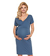 Елегантна рокля за бременни в син нюанс-3 снимка