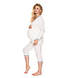 Кадифена пижама за бременни в цвят крем-2 снимка