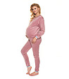 Кадифена пижама за бременни в розов цвят-2 снимка