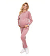 Кадифена пижама за бременни в розов цвят-3 снимка