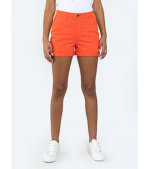 Памучни дамски къси панталонки в оранжев нюанс Carolinе снимка