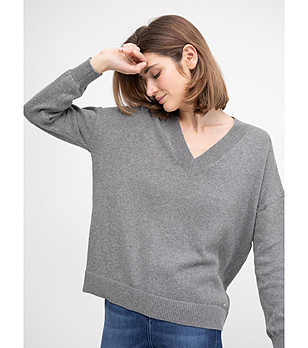Сив памучен пуловер Vina снимка