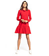 Червена рокля с шал яка Ivena-0 снимка