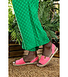 Розови дамски велурени сандали-4 снимка