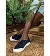 Тъмносини дамски обувки от естествен велур-4 снимка