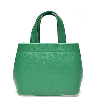 Стилна дамска чанта от естествена кожа Zina в зелен нюанс снимка