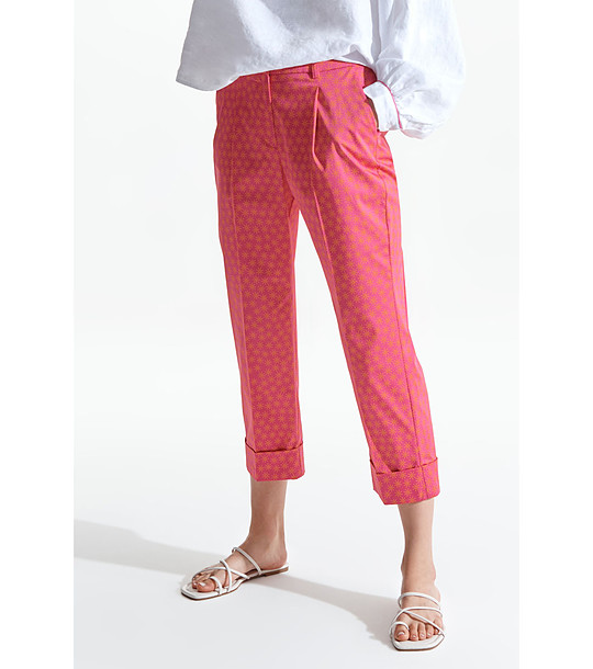 Дамски памучен панталон в цвят циклама с принт Uliki снимка