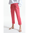 Дамски памучен панталон в цвят циклама с принт Uliki-0 снимка