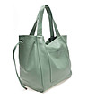Дамска кожена чанта в зелен нюанс Sara-2 снимка