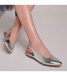 Ниски сребристи дамски обувки с отворена пета от естетвена кожа-1 снимка