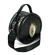 Кръгла черна дамска чанта с две презрамки Izolda-0 снимка