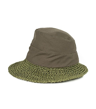 Дамска зелена шапка от естествени материали Kalona снимка