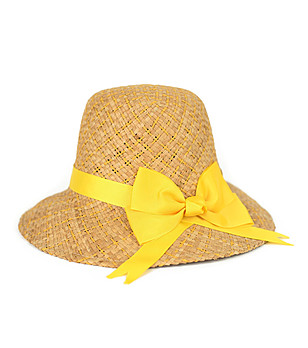 Бежова дамска шапка с жълта панделка Lemona снимка
