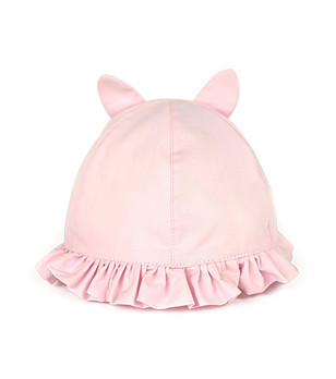 Детска памучна шапка в светлорозова с ушички Demi снимка