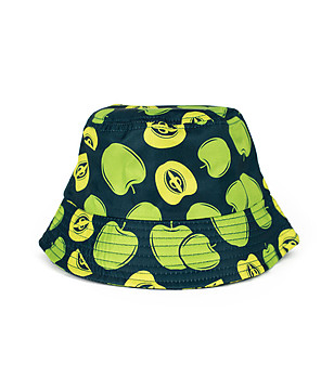 Черна unisex памучна шапка с принт в зелено Bety снимка