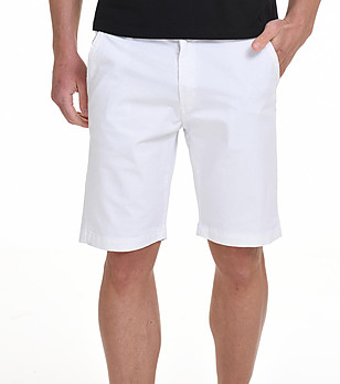 Бял памучен мъжки къс панталон Ramon снимка