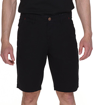 Черни памучни мъжки къси панталони James снимка