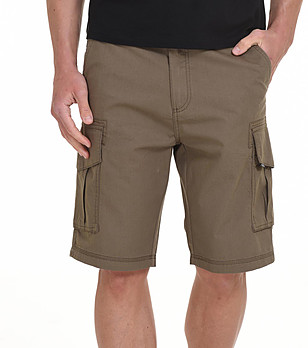 Памучни мъжки къси панталони в цвят каки Sisko снимка