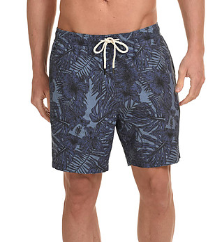 Мъжки плажни шорти в синьо с флорален принт Jake снимка