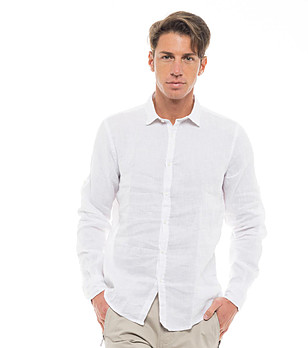 Ленена бяла мъжка риза Inos снимка