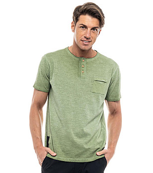 Зелена памучна мъжка тениска с джобче Egor снимка