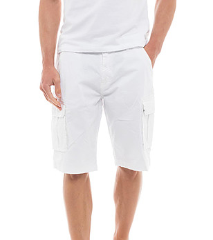 Памучни мъжки къс панталон в бяло Toni снимка