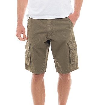 Памучен мъжки карго панталон в цвят каки Mark снимка