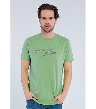Памучна мъжка тениска в зелен нюанс Preston снимка