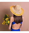 Бежова дамска шапка с периферия с кант в цвят горчица Ambra-0 снимка
