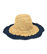 Бежова дамска шапка с периферия с тъмносин кант Ambra-0 снимка