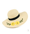 Бежова дамска шапка с жълти цветя Nely-3 снимка