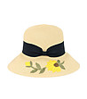 Дамска светлобежова шапка с жълто цвете Delma-0 снимка