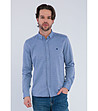 Синя мъжка памучна риза с принт Moriz-0 снимка