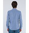 Синя мъжка памучна риза с принт Moriz-1 снимка