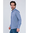 Синя мъжка памучна риза с принт Moriz-2 снимка