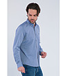Синя мъжка памучна риза с принт Moriz-3 снимка