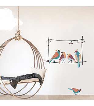 Декоративен стикер Bird family rouge снимка