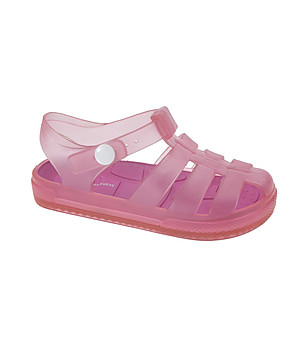 Розови бебешки силиконови сандали 21-25 номер снимка