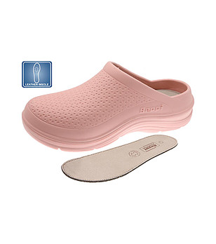 Розови дамски чехли сабо със стелка от естествена кожа Vera снимка